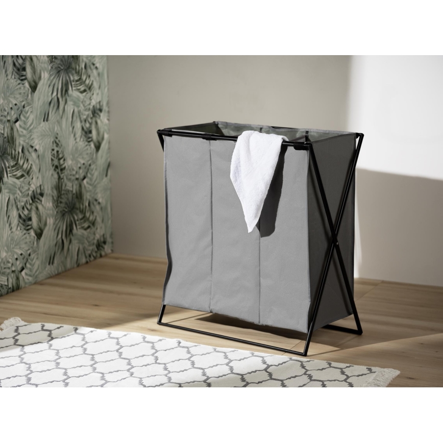 WENKO 71297800 - Veļas grozs TRIO 69x76 cm pelēks/melns
