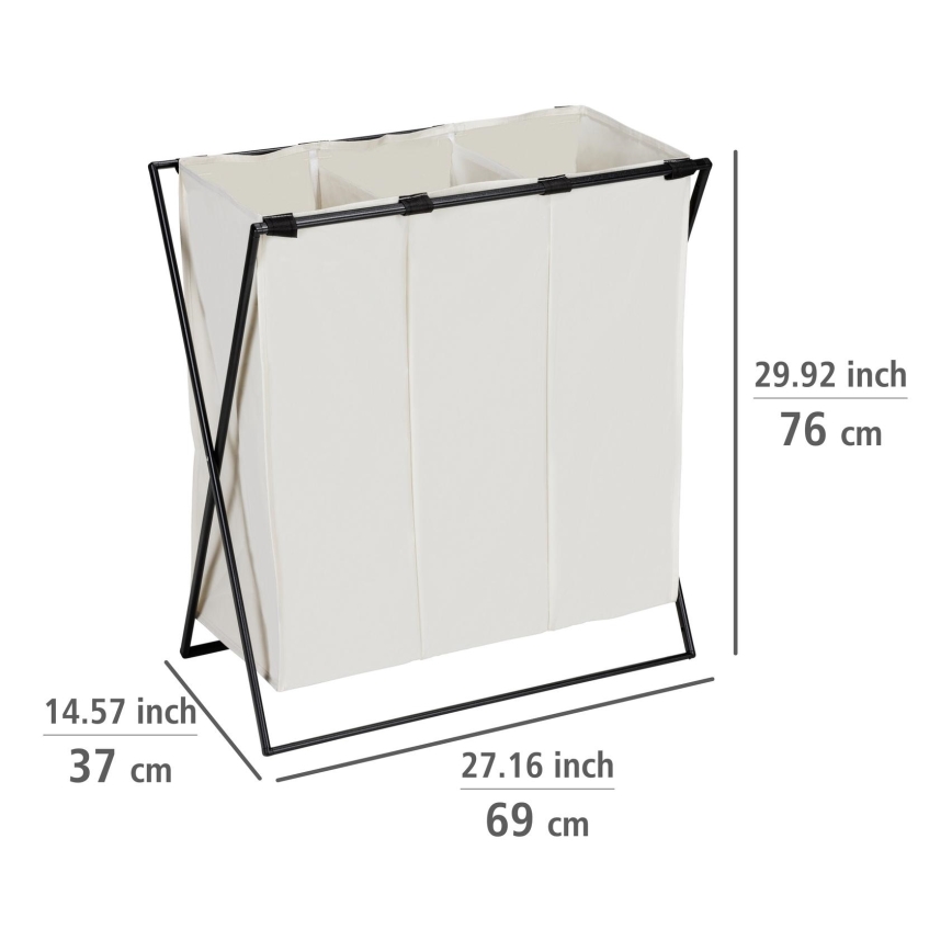 WENKO 71298800 - veļas grozs TRIO 69x76 cm krēmkrāsains/melns