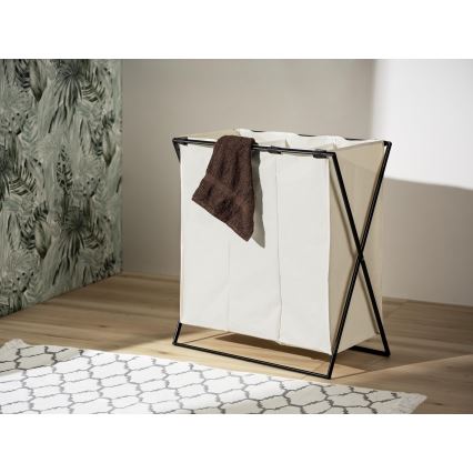 WENKO 71298800 - veļas grozs TRIO 69x76 cm krēmkrāsains/melns