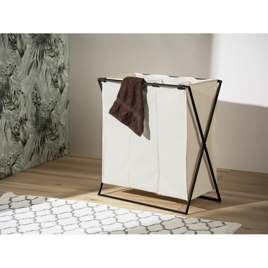 WENKO 71298800 - veļas grozs TRIO 69x76 cm krēmkrāsains/melns