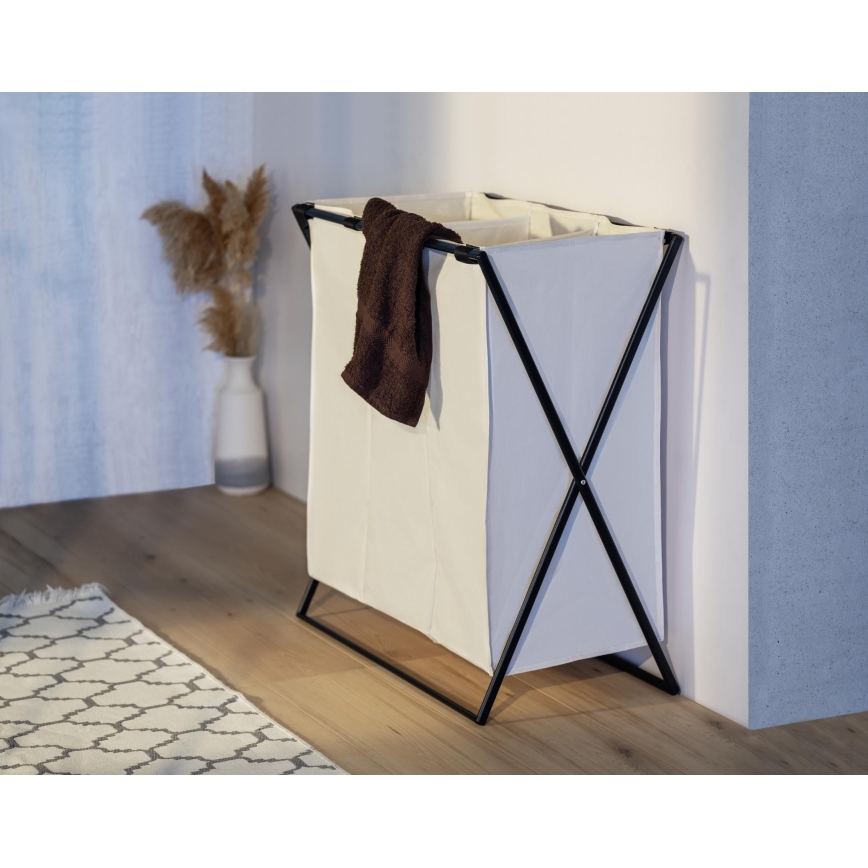 WENKO 71298800 - veļas grozs TRIO 69x76 cm krēmkrāsains/melns