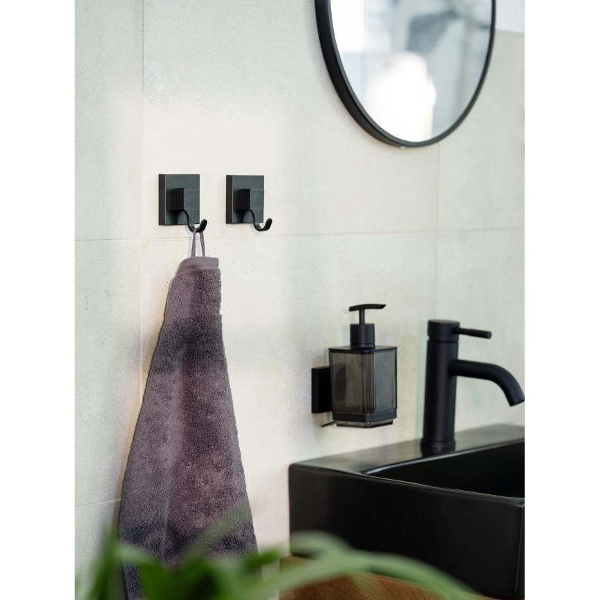 WENKO 71444800 - Ziepju dozators VACUUM-LOC QUADRO ED 7,5x16 cm melns