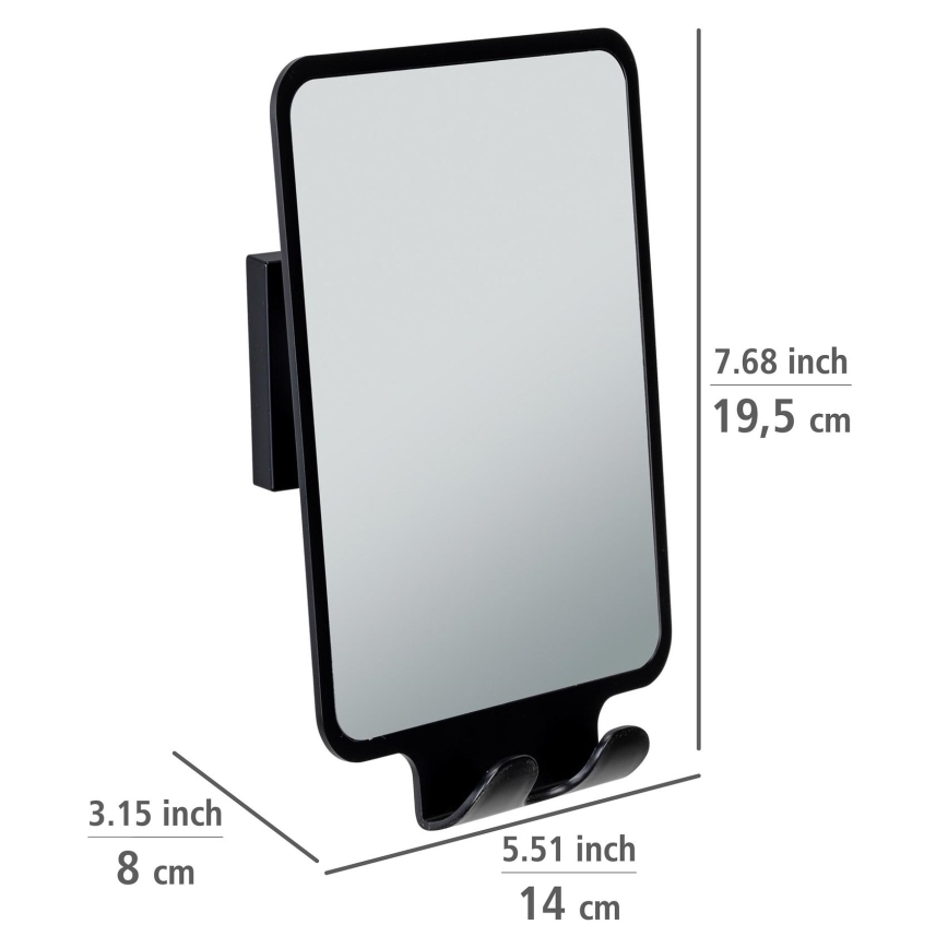 WENKO 71449800 - Spogulis VACUUM-LOC QUADRO ED 14x19,5 cm melns