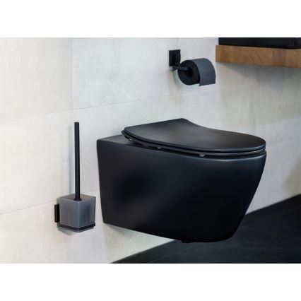 WENKO 71450800 - WC komplekts VACUUM-LOC QUADRO ED 9,5x37 cm melns