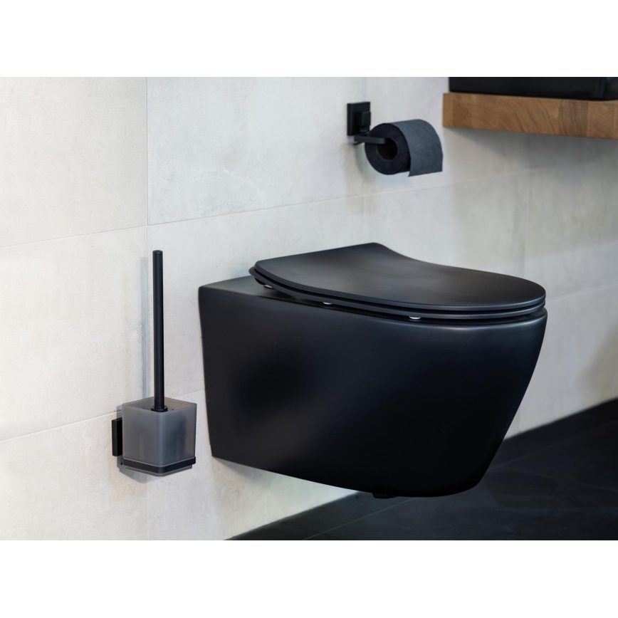 WENKO 71450800 - WC komplekts VACUUM-LOC QUADRO ED 9,5x37 cm melns