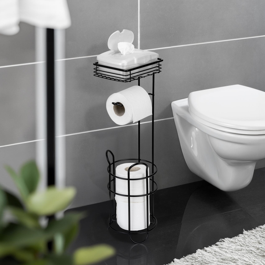 WENKO 71451800 - Tualetes papīra turētājs 16x59 cm melns