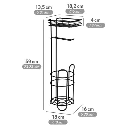 WENKO 71451800 - Tualetes papīra turētājs 16x59 cm melns