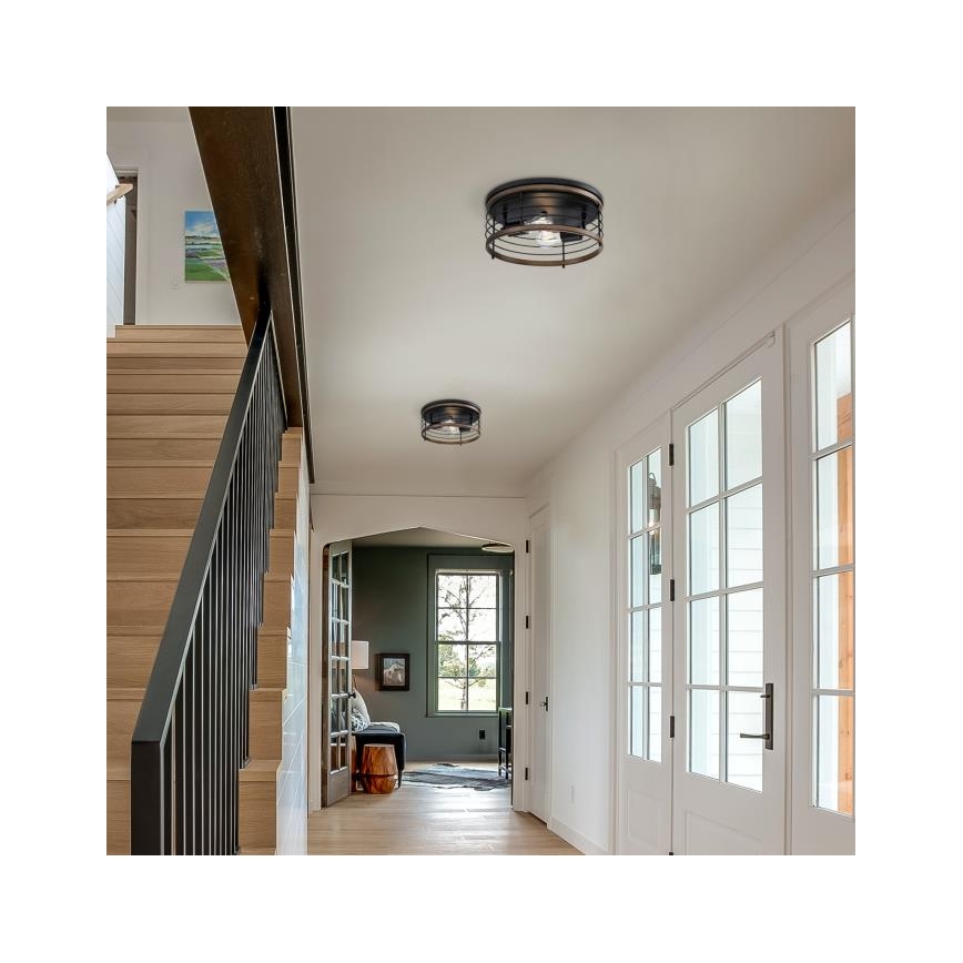 Westinghouse 61250 - Griestu lampa ACKTON 2xE27/60W/230V barnwood