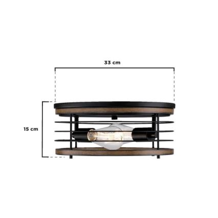 Westinghouse 61250 - Griestu lampa ACKTON 2xE27/60W/230V barnwood
