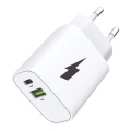 Winner Group - ātrās uzlādes adapteris 1x USB-C + 1x USB-A Power Delivery 20W balts