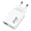 Winner Group - Ātrās uzlādes adapteris 1xUSB-C + 1xUSB-A Power Delivery 20W balta