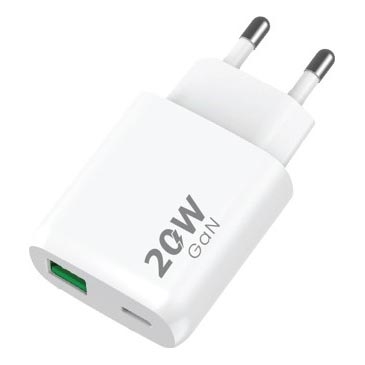 Winner Group - Ātrās uzlādes adapteris 1xUSB-C + 1xUSB-A Power Delivery 20W balta