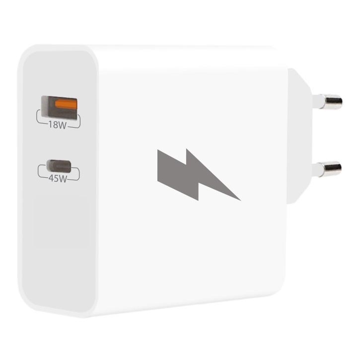 Winner Group - Ātrās uzlādes adapteris 1xUSB-C + 1xUSB-A Power Delivery 45W balta