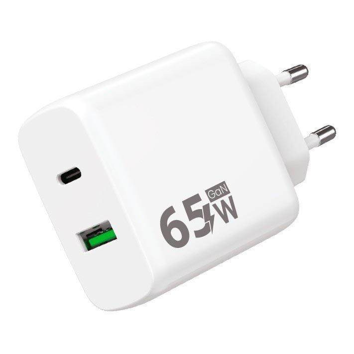Winner Group - Ātrās uzlādes adapteris 1xUSB-C + 1xUSB-A Power Delivery 65W balta