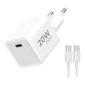 Winner Group- Ātrās uzlādes adapteris 1xUSB-C PD 20W + USB vads USB-C / USB-C 1m