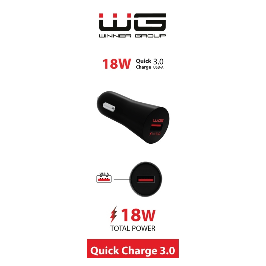 Winner Group - Auto lādētājs 1xUSB-A Power Delivery 18W melna