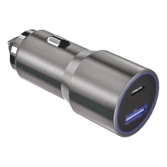 Winner Group - Auto lādētājs 1xUSB-C + 1xUSB-A Power Delivery 58,5W sudraba
