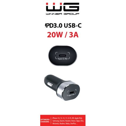 Winner Group - Auto lādētājs 1xUSB-C Power Delivery 20W melna