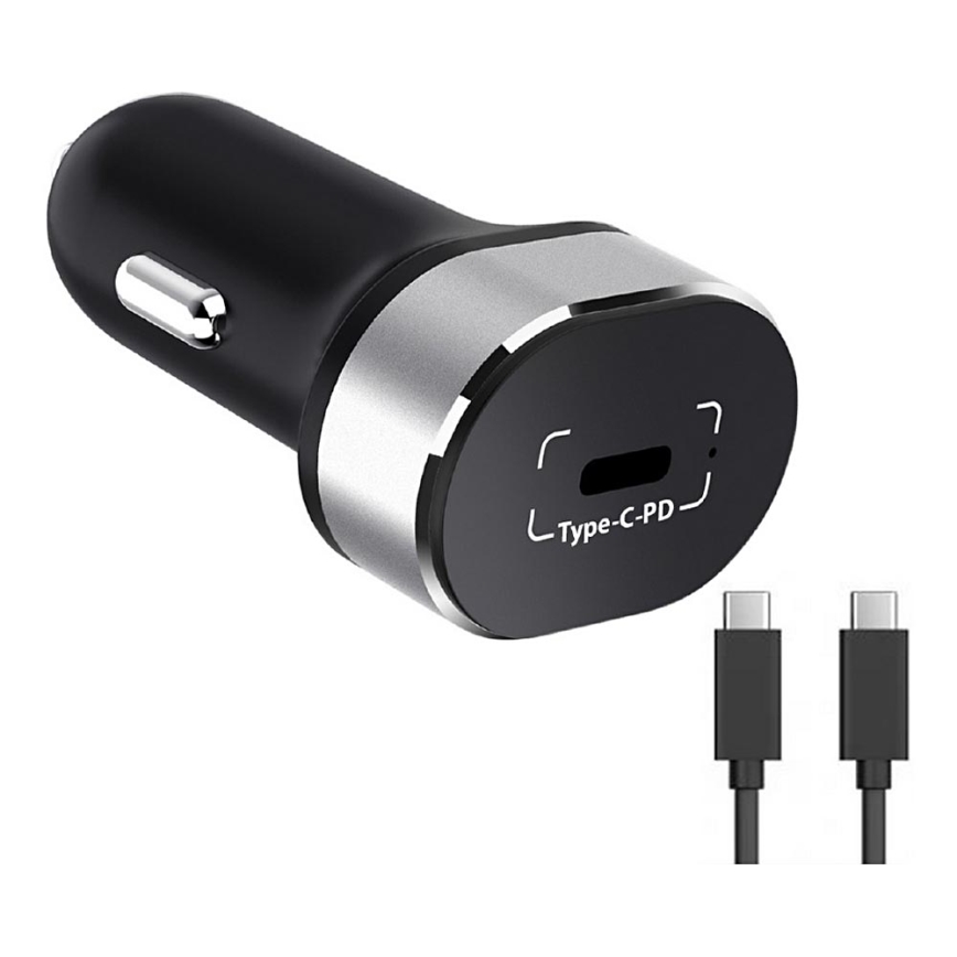 Winner Group - Auto lādētājs 1xUSB-C Power Delivery 20W + USB vads USB-C / USB-C 1 m melna