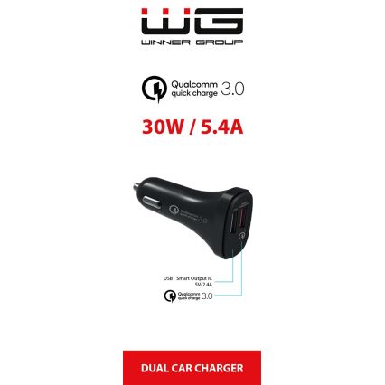Winner Group - Auto lādētājs 2x USB-A Power Delivery 30W melns