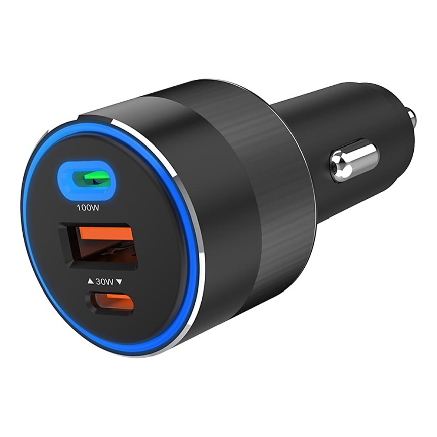 Winner Group - Auto lādētājs 2xUSB-C + 1xUSB-A Power Delivery 130W melna