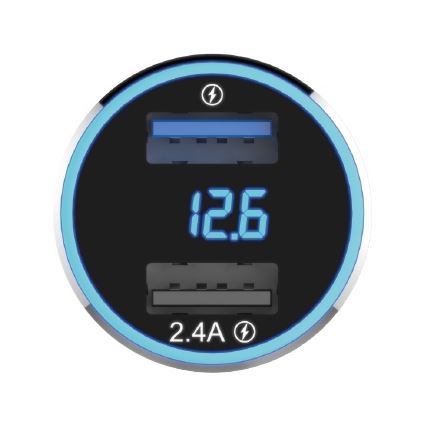 Winner Group - Auto lādētājs ar ekrāns 2xUSB-A Power Delivery 30W melna