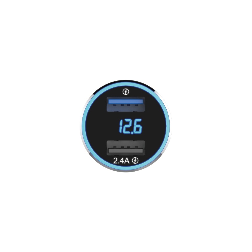 Winner Group - Auto lādētājs ar ekrāns 2xUSB-A Power Delivery 30W melna