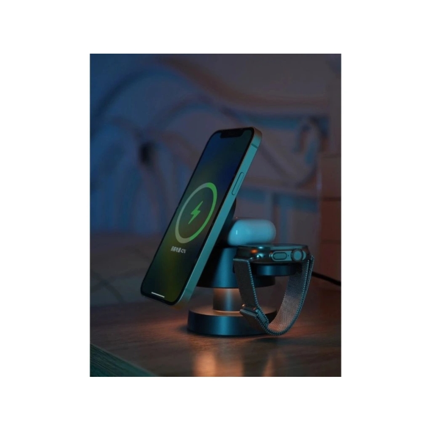 Winner Group - Bezvadu lādētājs 4 vienā MUSH8OOM 27W antracīts