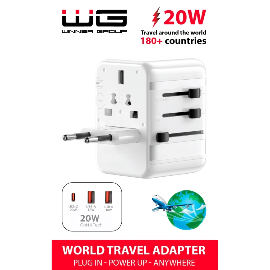 Winner Group - Ceļojumu ātrās uzlādes adapteris Power Delivery 20W balta