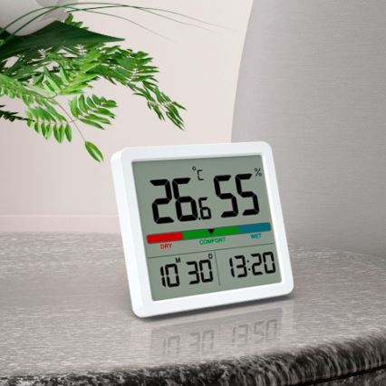 Winner Group - Ciparu termometrs ar LCD ekrānu un mitruma mērītājs 2xCR2032 balta
