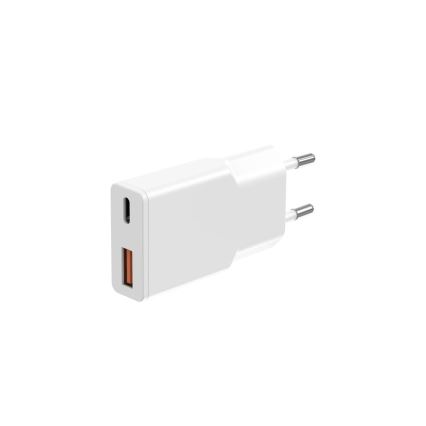 Winner Group - GaN uzlādes adapteris 1xUSB-A + 1xUSB-C 30W balts
