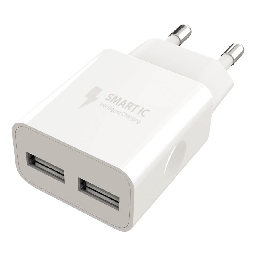 Winner Group - Lādēšanas adapteris 2xUSB-A 12W balta