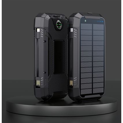Winner Group - Lādētājakumulators ar bezvadu lādētāju un saules enerģijas panelis 20000 mAh 20W PD
