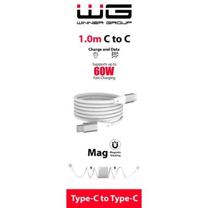 Winner Group - Magnētiskais USB kabelis USB-C / USB-C 60W 1m balts