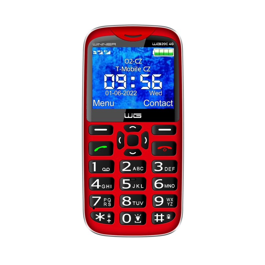 Winner Group - Mobilais tālrunis senioriem 1600 mAh sarkans