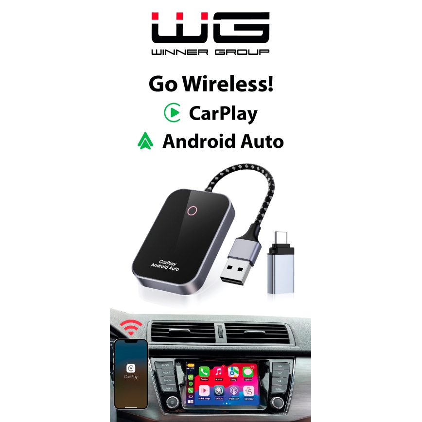 Winner Group-Pārveidotājs/Adapteris GoWireless! bezvadu savienojumam CarPlay un Android Automašīna