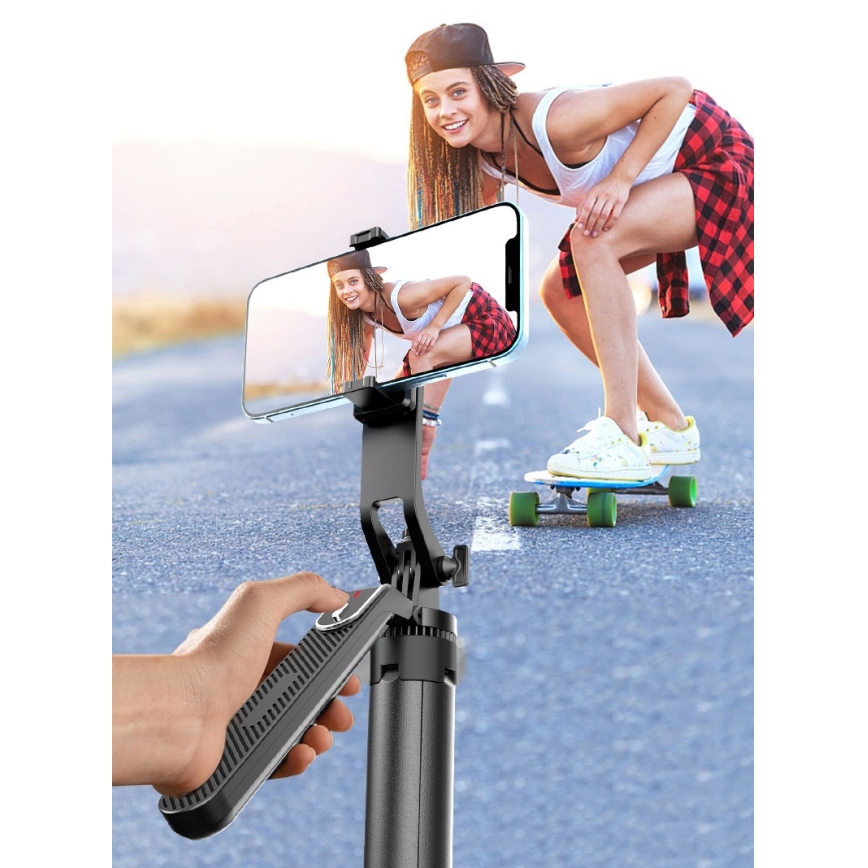 Winner Group - Selfiju nūja 3in1 ar statīvu 55 mAh 180 cm melna