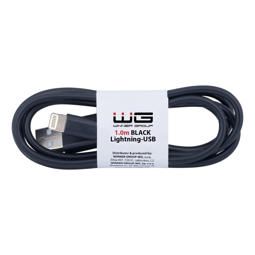 Winner Group - USB vads Lightning / USB-A 1m melna