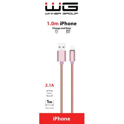 Winner Group - USB vads Lightning / USB-A 1m rozā