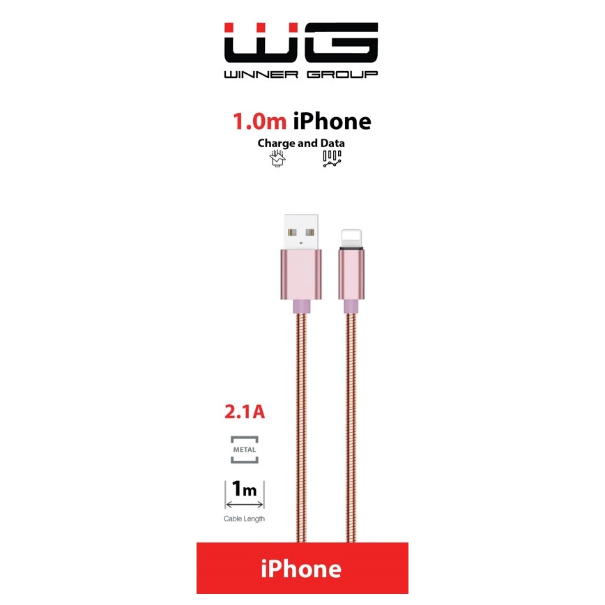 Winner Group - USB vads Lightning / USB-A 1m rozā