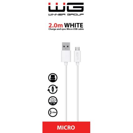Winner Group - USB vads Micro USB / USB-A 2m balta