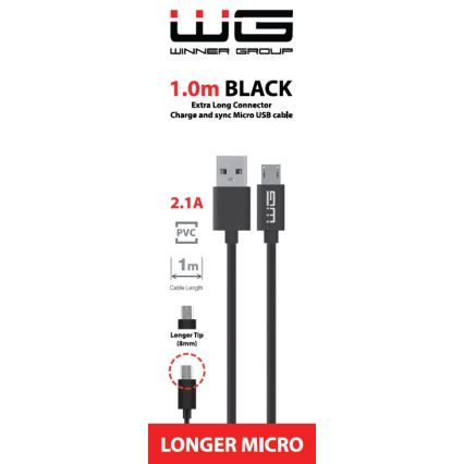 Winner Group - USB vads paplašinājuma Micro USB / USB-A 1m melna