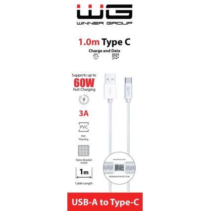 Winner Group - USB vads USB-C / USB-A 1m balta