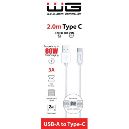 Winner Group - USB vads USB-C / USB-A 2m balta
