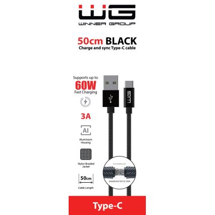 Winner Group - USB vads USB-C / USB-A 50cm melna