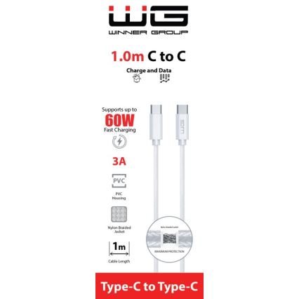 Winner Group - USB vads USB-C / USB-C 1m balta