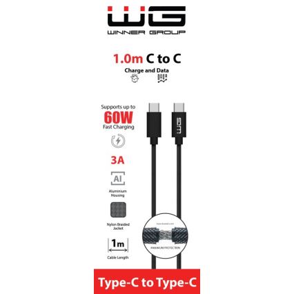 Winner Group - USB vads USB-C / USB-C 1m melna