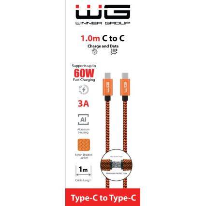 Winner Group - USB vads USB-C / USB-C 1m oranža