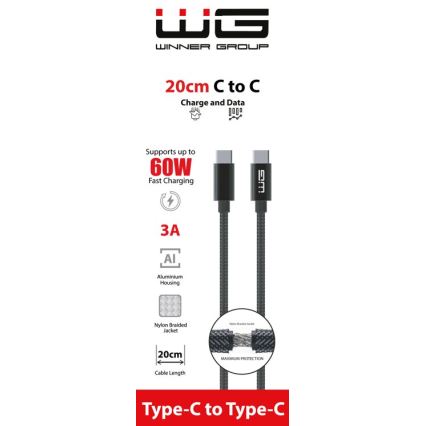 Winner Group - USB vads USB-C / USB-C 20cm melna