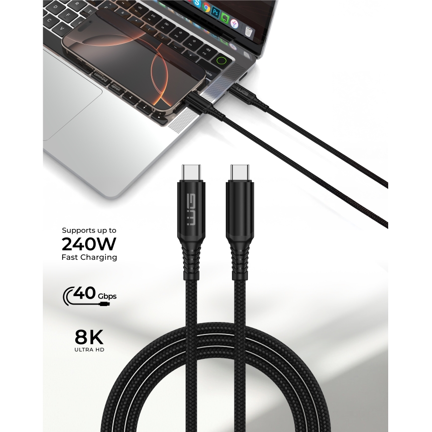 Winner Group - USB vads USB-C / USB-C 240W 1m melna